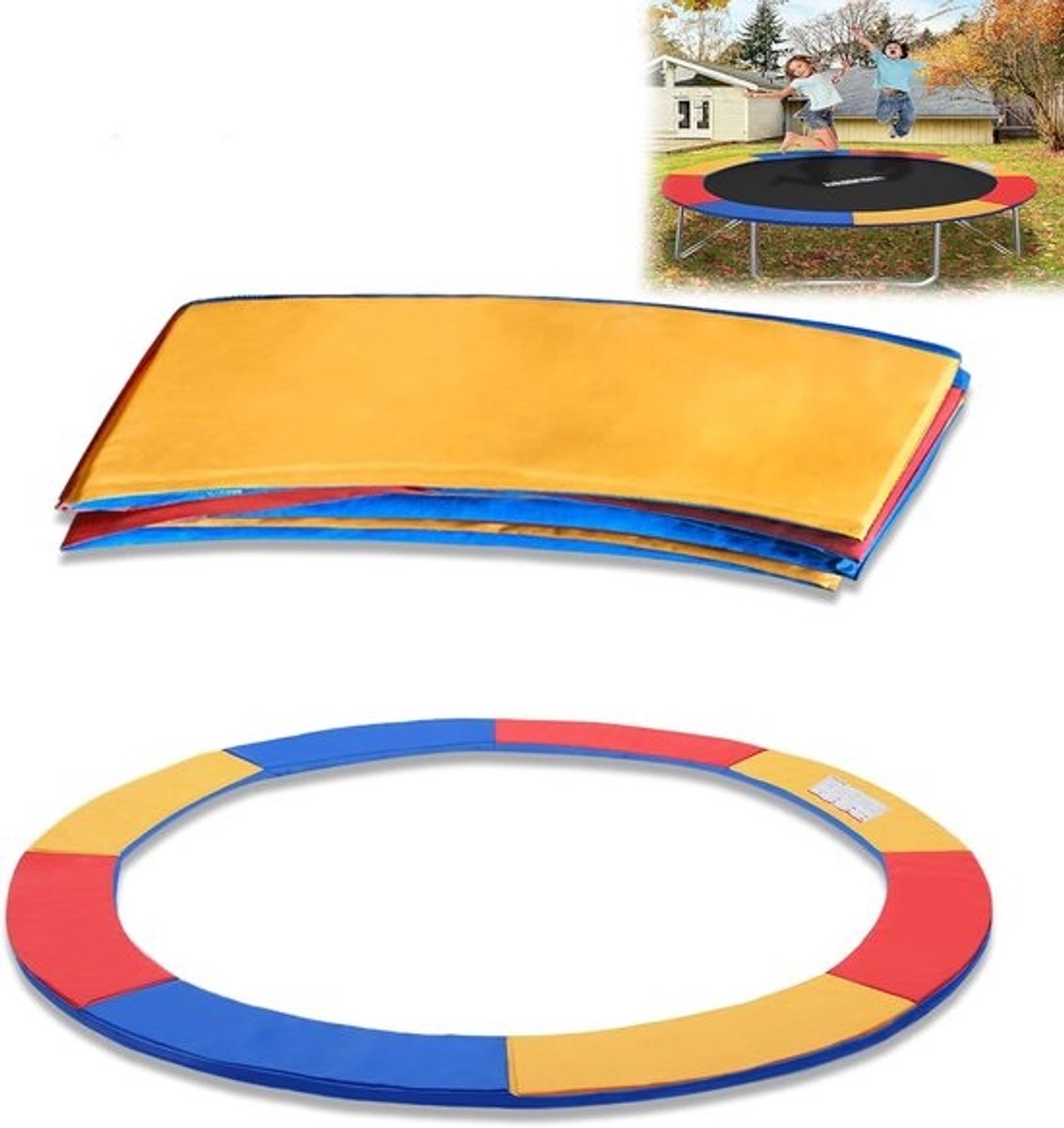Randafdekking voor trampoline - Veiligheidsmat - Voor veilig springen - UV-bestendig en scheurvast - Universeel voor 244-366 cm - Meerkleurig