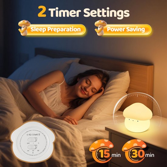 Nachtlamp - Nachtlampjes - Lampje Slaapkamer - Kinder Nachtlampje - Paddenstoel Nachtlamp - Siliconen Bedlampje - Oplaadbaar LED Nachtlicht - Touch Dimbaar - Oplaadbaar Nachtlampje Kinderen & Baby van PZCC — afbeelding 4