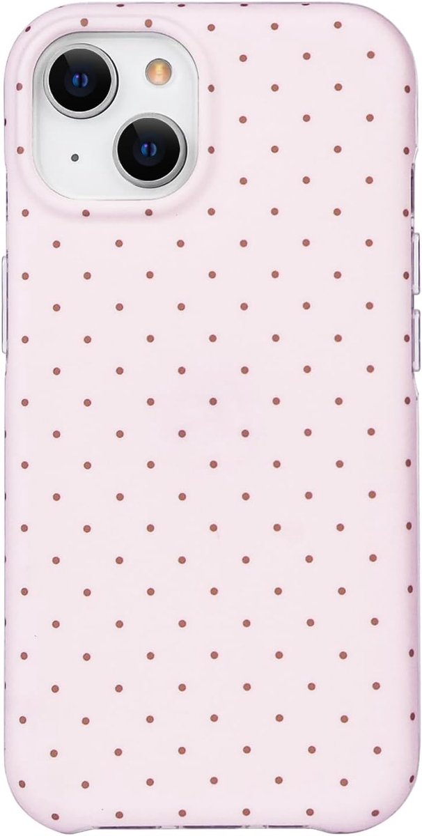 Hoesje voor iPhone 15 met schattig stippenpatroon, esthetisch trendy en stijlvol ontwerp, meisjesachtig hoesjes, zacht TPU schokbestendig beschermend telefoonhoesje voor iPhone 15, roze