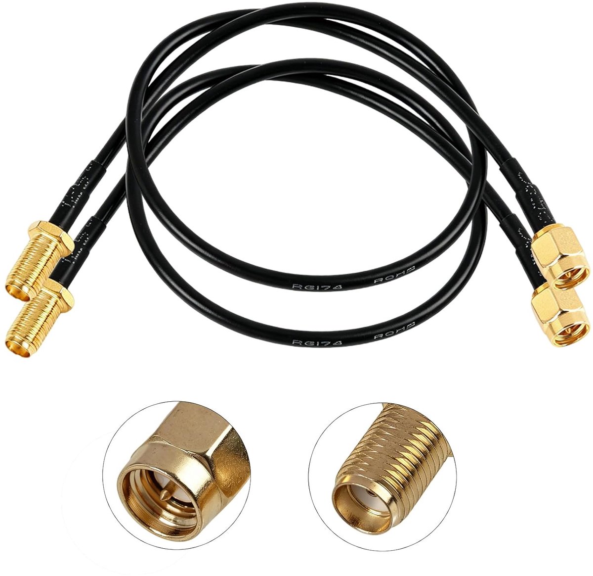 2 stuks 30 cm SMA WLAN-antenne-kabel, raamverlenging, platte coaxkabel met SMA-stekker naar bus, voor WLAN 5G 4G LTE - ShopVlot