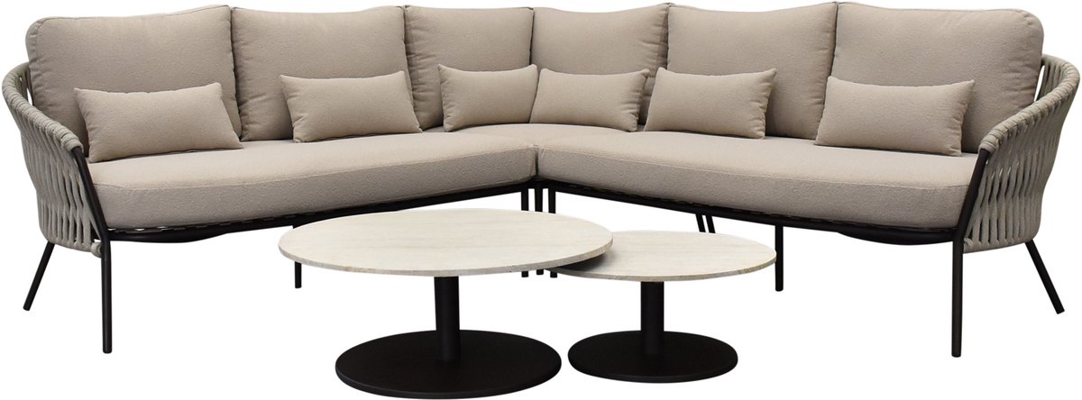 Sarenza hoek loungeset 5 delig zand rope terre frame