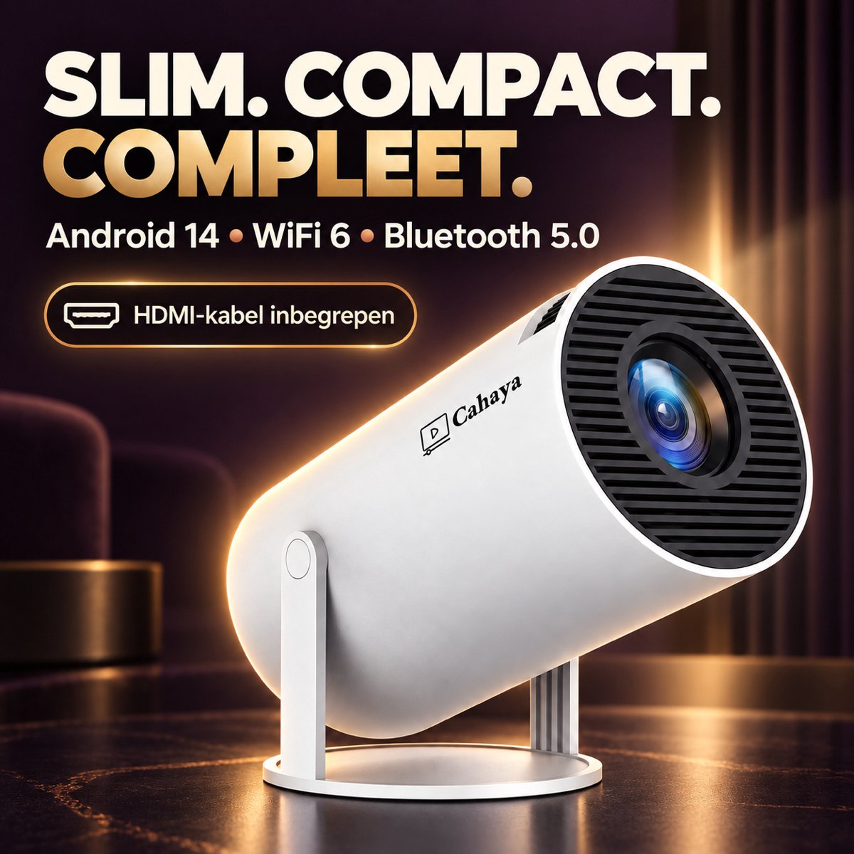 Cahaya 2026 vernieuwd model + HDMI kabel - Pro versie - Mini Beamer - mini projector - draagbare beamer - projector / beamer - Geïntegreerd Android 14.0 systeem - Screen mirroring smartphone - Home cinema — cadeau in Elektronica - foto 4