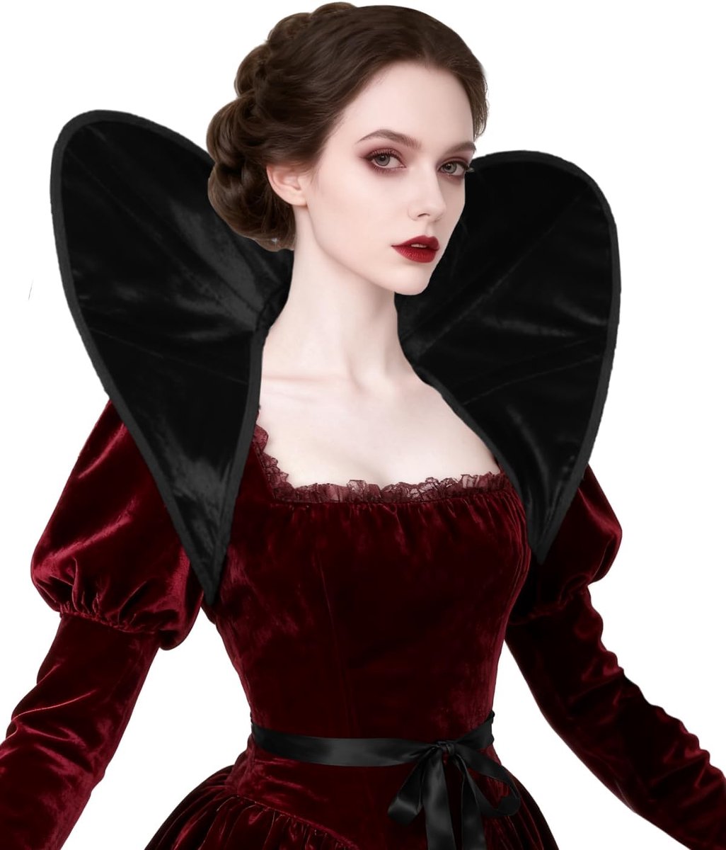 keland Victorian Lace Collar Boning Feather Cape Shoulder Wrap Halloween Cosplay Accessory - ShopVlot
