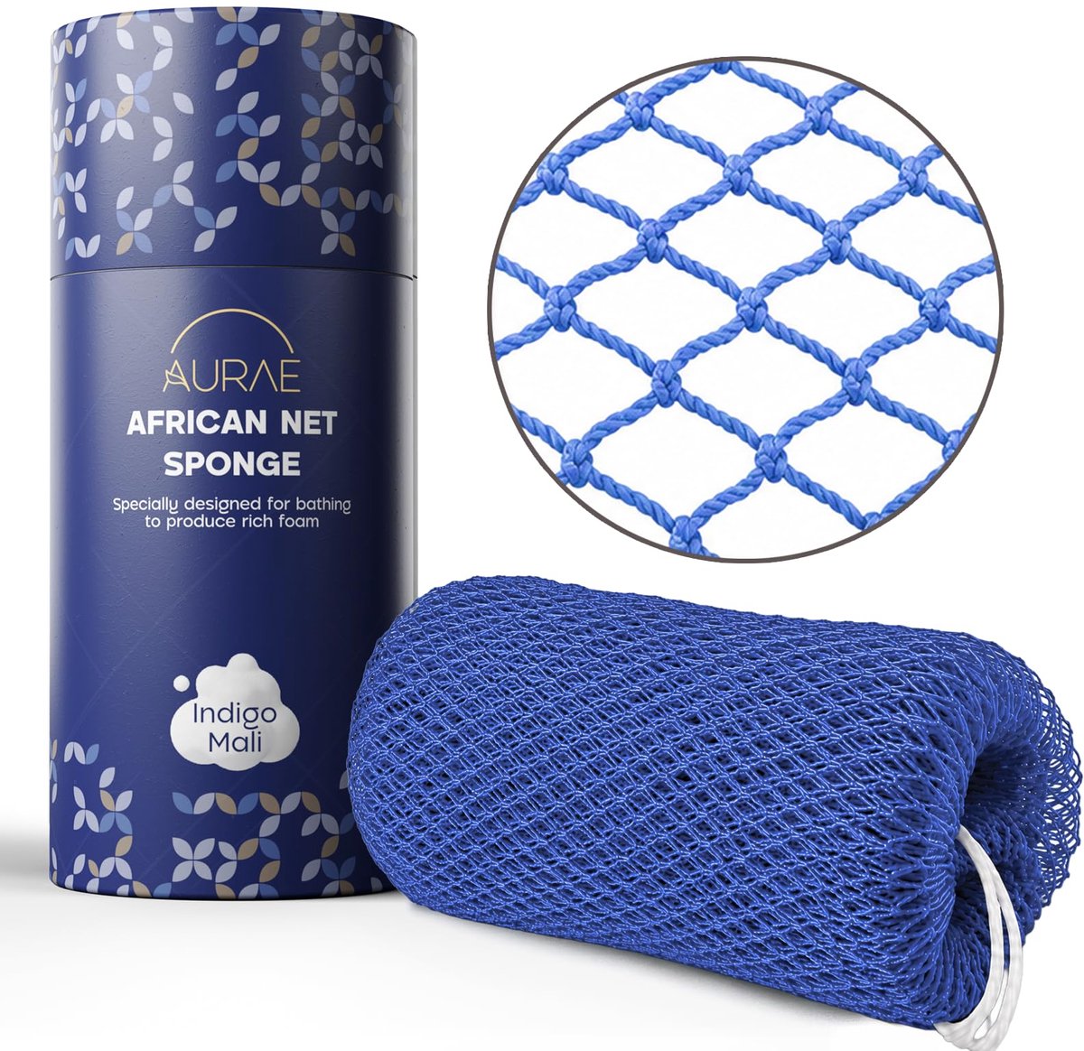 AURAE African Net Sponge – Authentic African Exfoliating Net Sponge for Bath & Shower, 115 cm Soft, Durable & - ShopVlot
