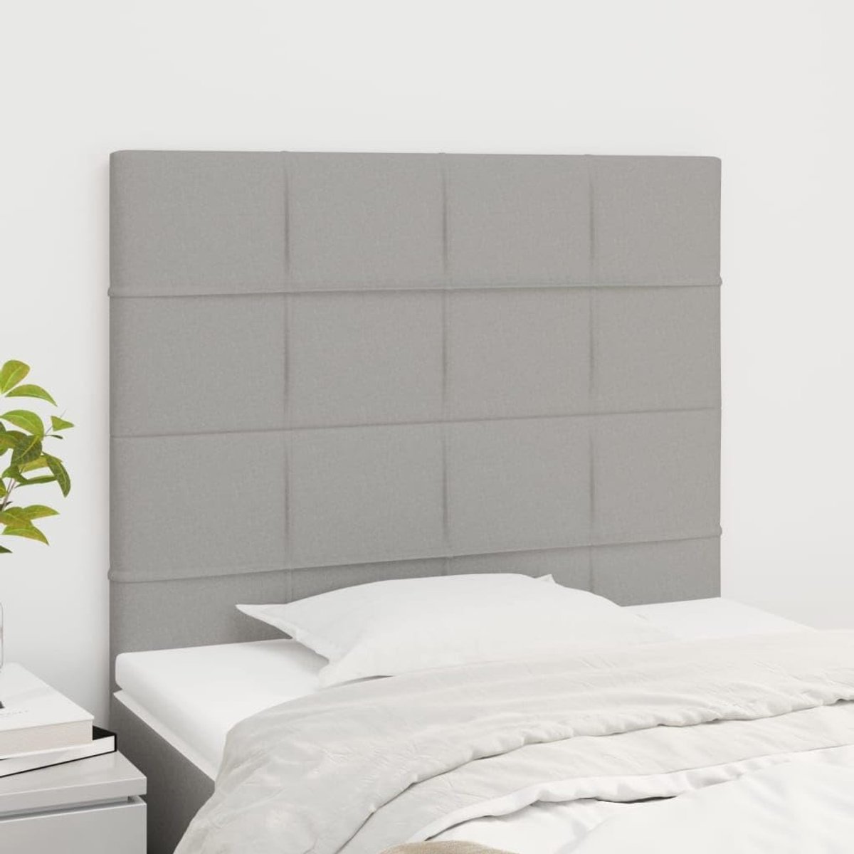 Hoofdsteun verstelbaar lichtgrijs 100 x 5 x 118/128 cm stof, houten poten, ademend en, uitstekende rugsteun, eenvoudige montage met instructies.