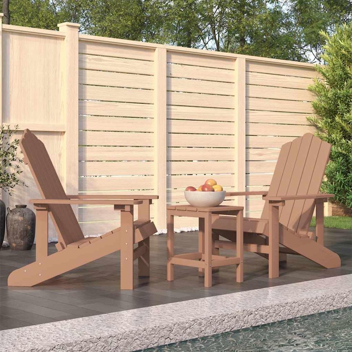 Adirondack Tuinstoelen met tafel, HDPE, bruin, weerbestendig
