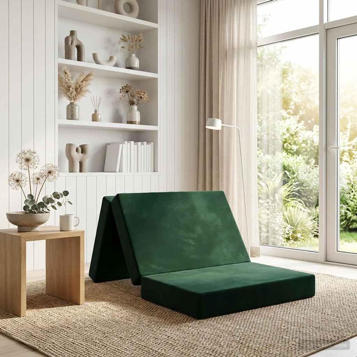 Logeerbed 100 x 67 x 45 cm, fluweel donkergroen
