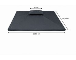 Vervangdak voor Tuinpaviljoen 3x3 m - Partytent Dakdoek - Antraciet - Waterdicht PVC Gecoat - Graciosa