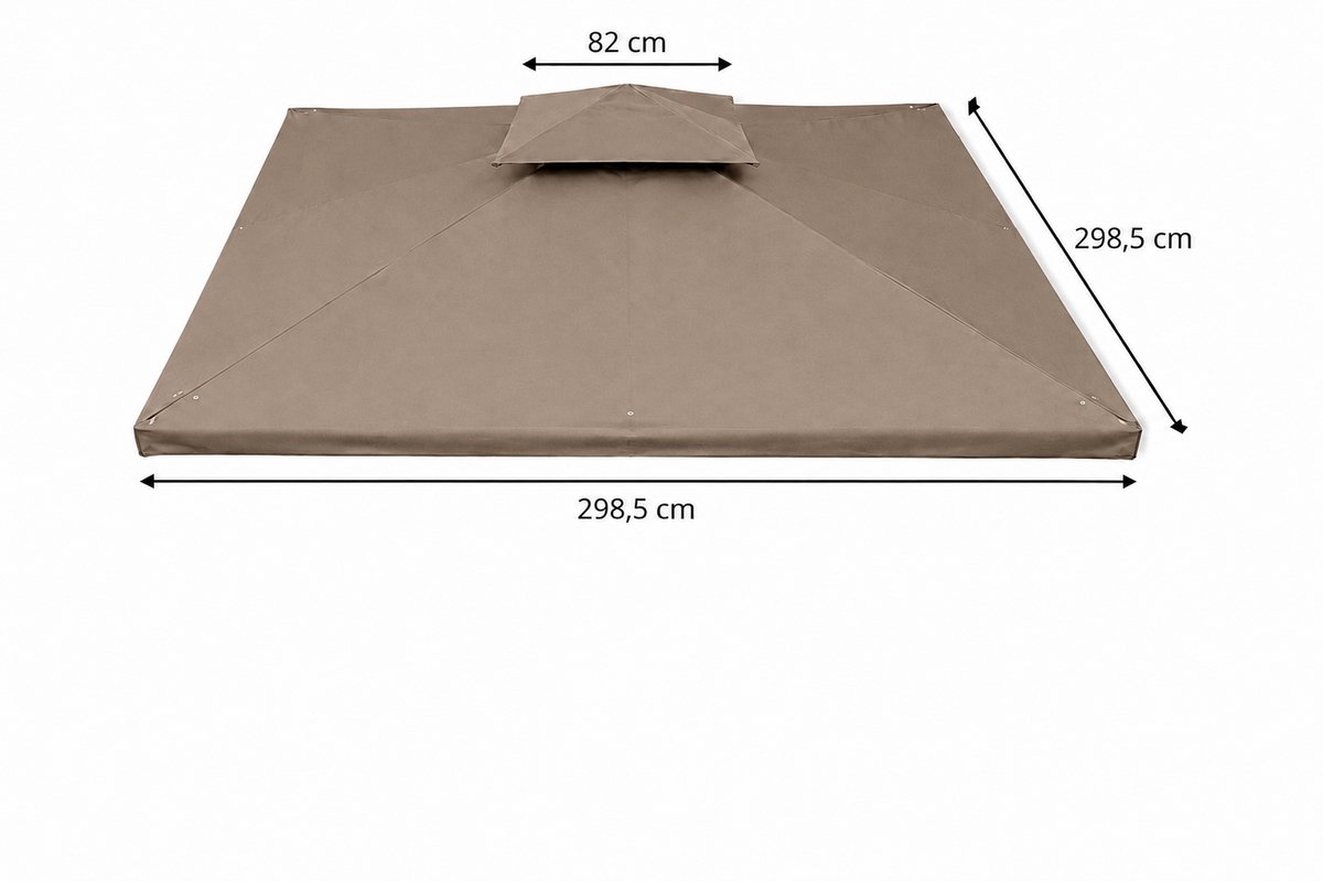 Vervangdak voor Tuinpaviljoen 3x3 m - Partytent Dakdoek - Taupe - Waterdicht PVC Gecoat - Graciosa