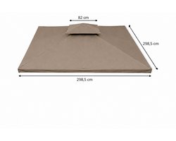 Vervangdak voor Tuinpaviljoen 3x3 m - Partytent Dakdoek - Taupe - Waterdicht PVC Gecoat - Graciosa