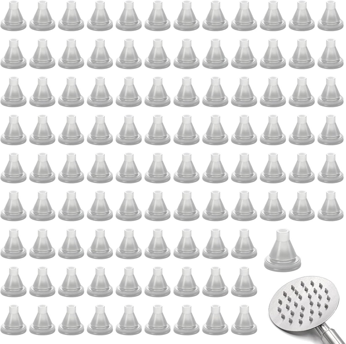 Set of 100 Replacement Silicone Shower Heads - Universal Jet Grey for Shower Head 4mm, Easy Repair of Stainless Steel - ShopVlot