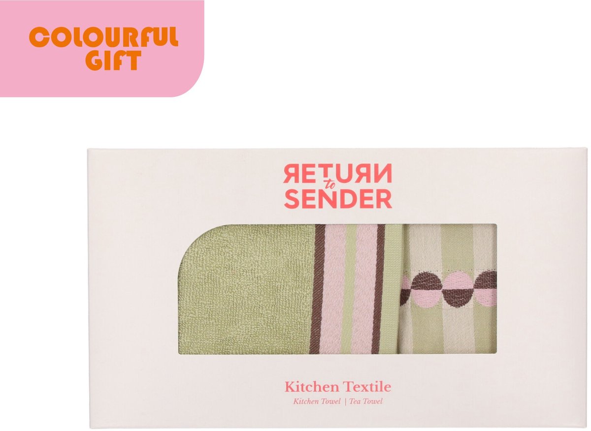Return to Sender | Keuken- en Theedoek Ana | 50x70 cm | Sage Green met Geschenkdoos