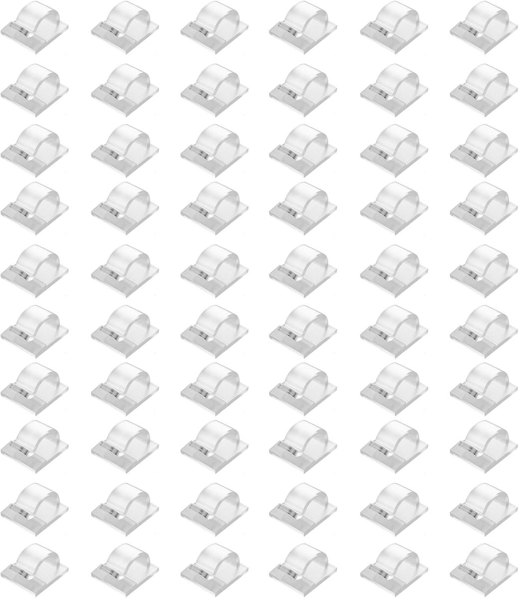 Transparante Adhesive Clips 60 Stuks - Zelfklevend - Decoratief en onopvallend - Ideaal voor kabelbeheer - ShopVlot