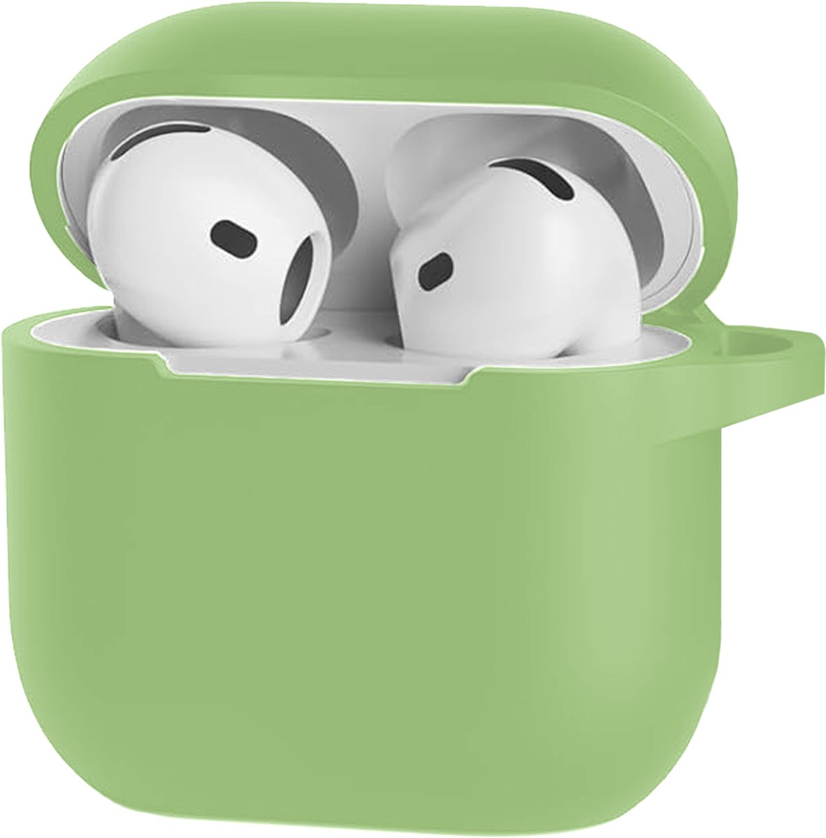 Hoesje - Geschikt voor Apple AirPods 5 - Siliconen Hoes met Clip - Silicone Case Cover - Groen