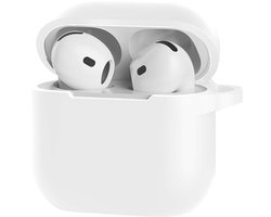 Hoesje Geschikt voor Apple AirPods 5 - Siliconen Hoes met Clip - Silicone Case Cover - Wit