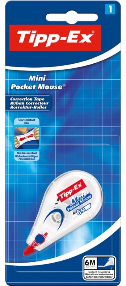 Tipp-Ex correctieroller Mini Pocket Mouse, transparant, 5 mm × 6 m