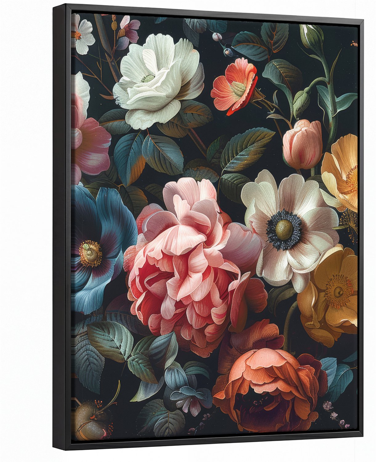 Canvas Schilderij met Baklijst 30x40cm - Vintage - Kleurrijk - Bloemen - Modern - Muurdecoratie woonkamer - Slaapkamer decoratie - Kamer accessoires - Schilderijen op canvas met lijst