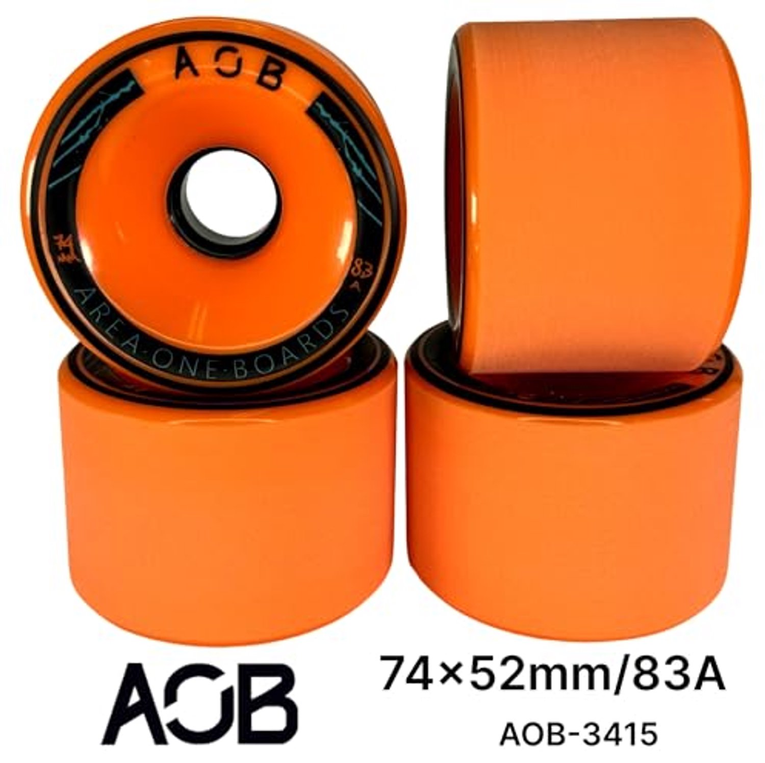 Set van 4 Longboard/Cruiser Wielen 74x52mm 83A Oranje