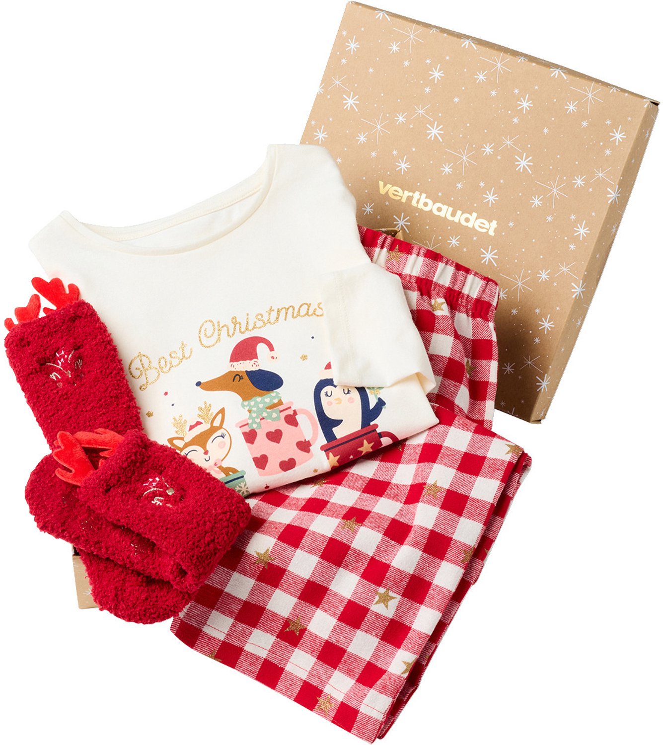 vertbaudet Coffret pyjama fille avec chaussettes ecru