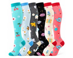 6-pack compressiekousen voor dames en heren - reizen en vliegsokken - hardlopen en fitness（L-XL） - Cartoonpatronen