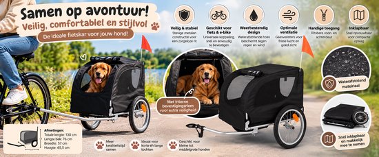 Flamingo Fietskar Tybalt - Zwart, 76 × 57 × 65,5 cm - Geschikt voor Fiets & E-bike van Flamingo — afbeelding 2