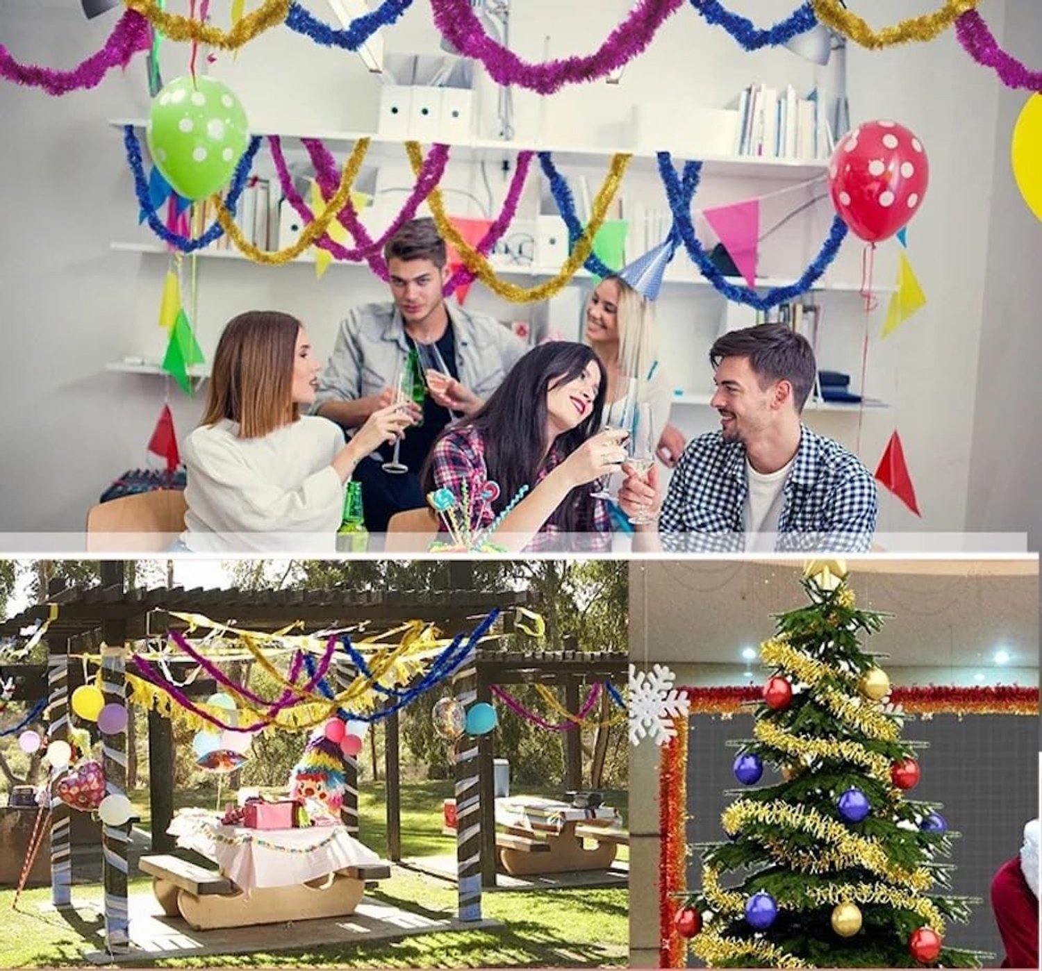 Lange Kerstguirlande van Glanzend Metaal, Perfect voor Feestdecoratie, Verjaardag en Nieuwjaar, 40 m – foto 6