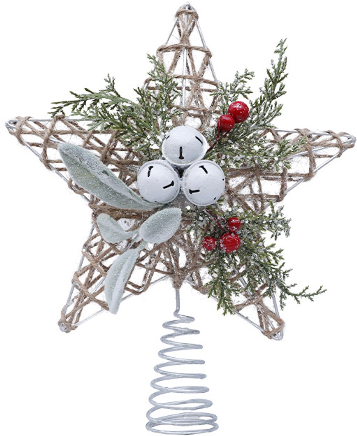 Glinsterende Kerstdecoratie - Kerstboom Piek - Piek kerstboom - Christmas piek - Vintage Verlichte Boomtopper Met Bel - Kerstboom topper - kerstversiering - kerstboomversiering - Verlichte Piek - Ster LED verlichting – foto 7