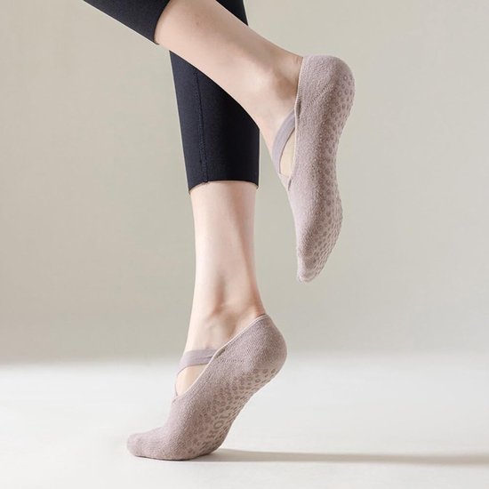 Yogasokken en pilatesokken met antislip voor dames en heren, ideaal voor fitness, yoga en dans, donkerpaars — afbeelding 5