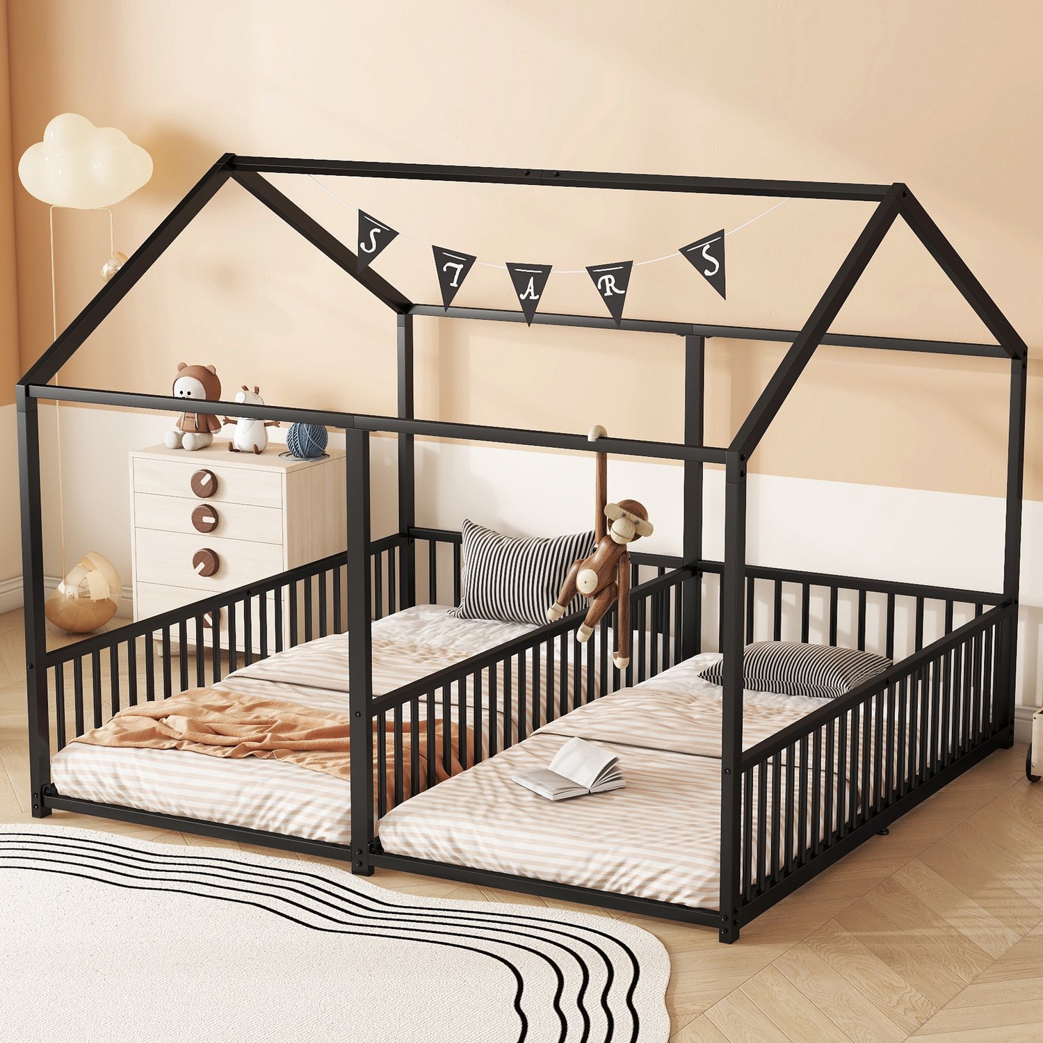 Zubaliya Bedframe - 90 x 200 cm - Zwart - metaal