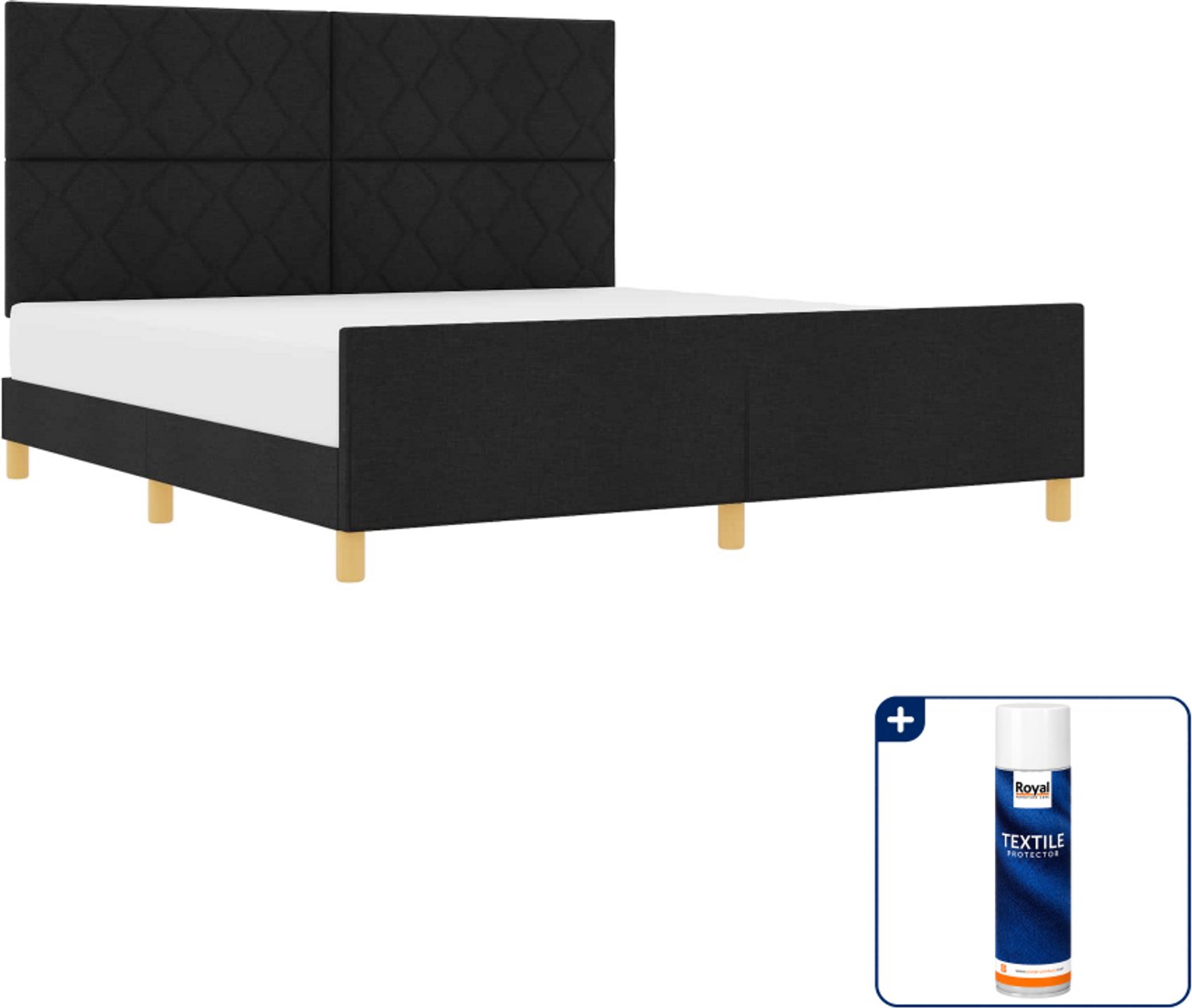 vidaXL bedframe Kingsize - 180 x 200 cm - stof - zwart - Inclusief textielbeschermer 500 ml Taupe