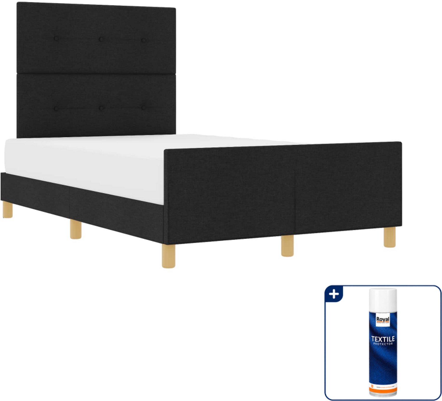 vidaXL bedframe - 120 x 200 cm - zwart - Inclusief textielbeschermer 500 ml
