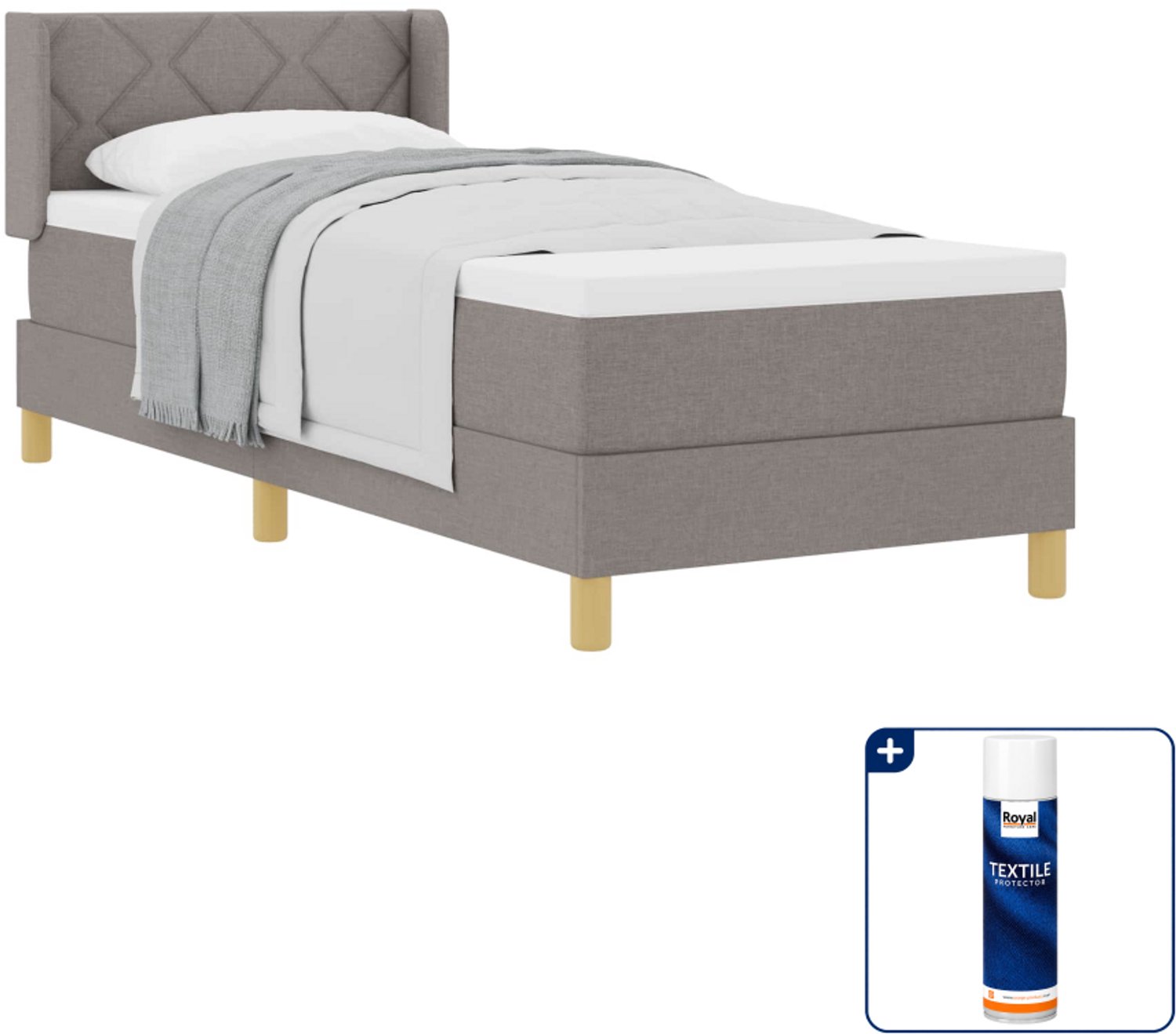 vidaXL boxspringbed - 80 x 200 cm - taupe - Inclusief textielbeschermer 500 ml