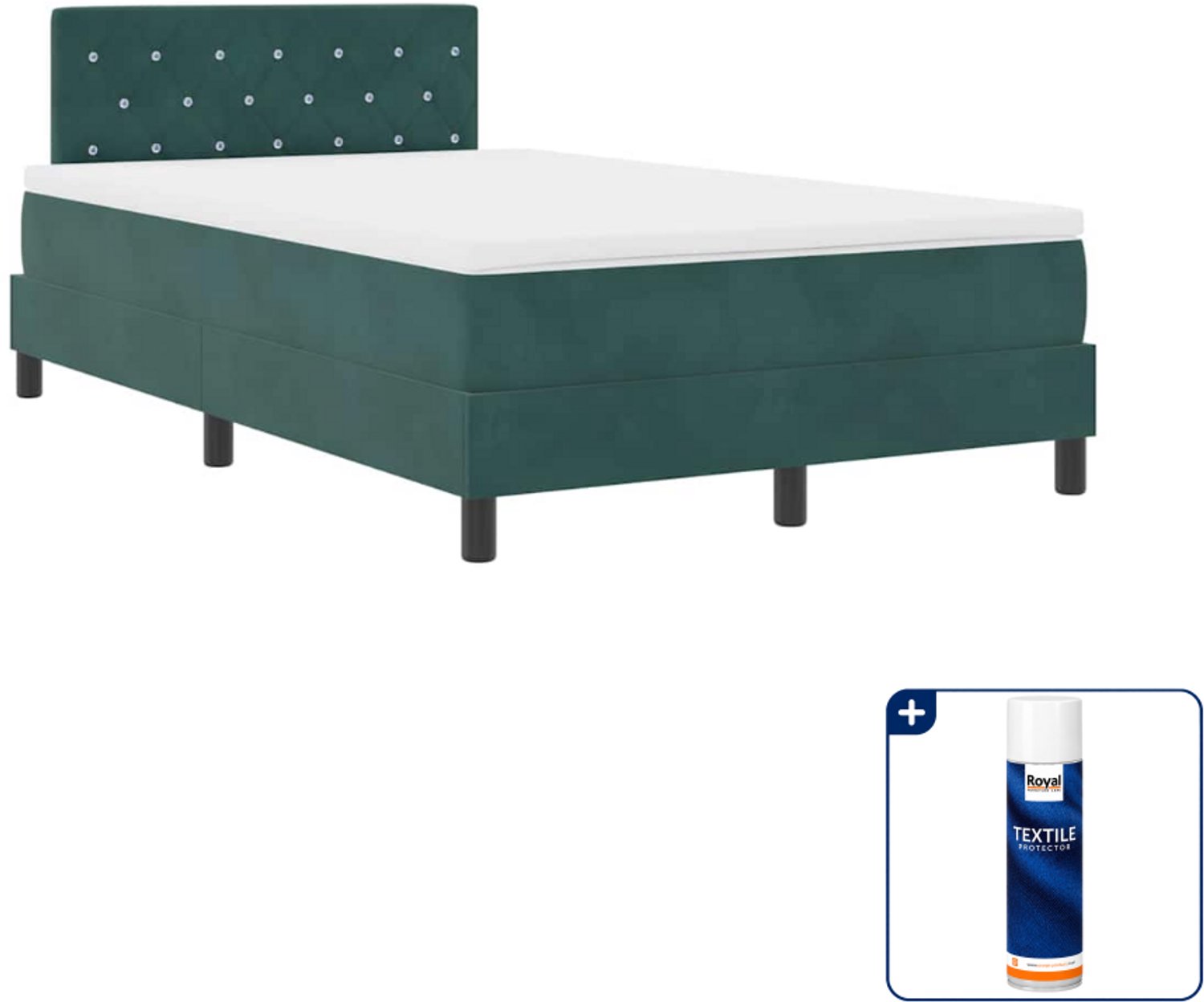 vidaXL led boxspring 120 x 200 cm - fluweel - donkergroen - Inclusief textielbeschermer 500 ml