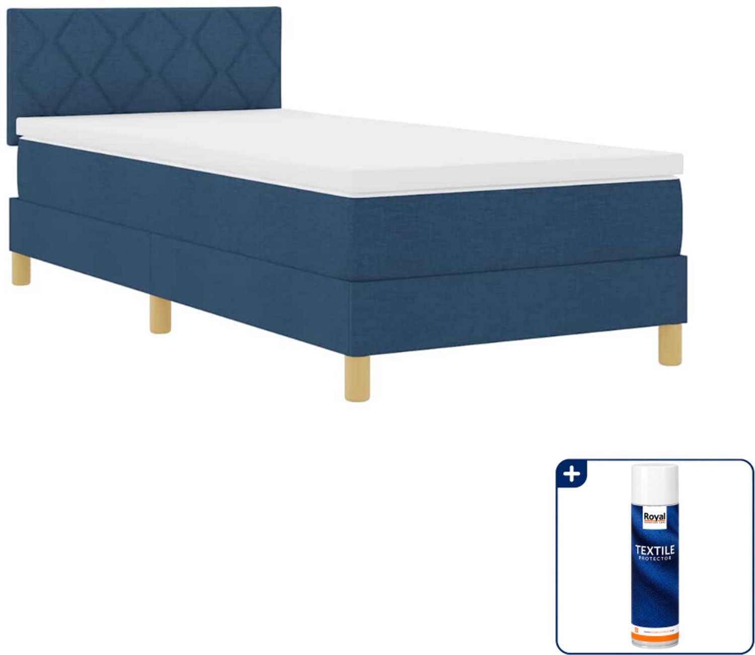 vidaXL LED boxspringbed - 100 x 200 cm - blauw - Inclusief textielbeschermer 500 ml