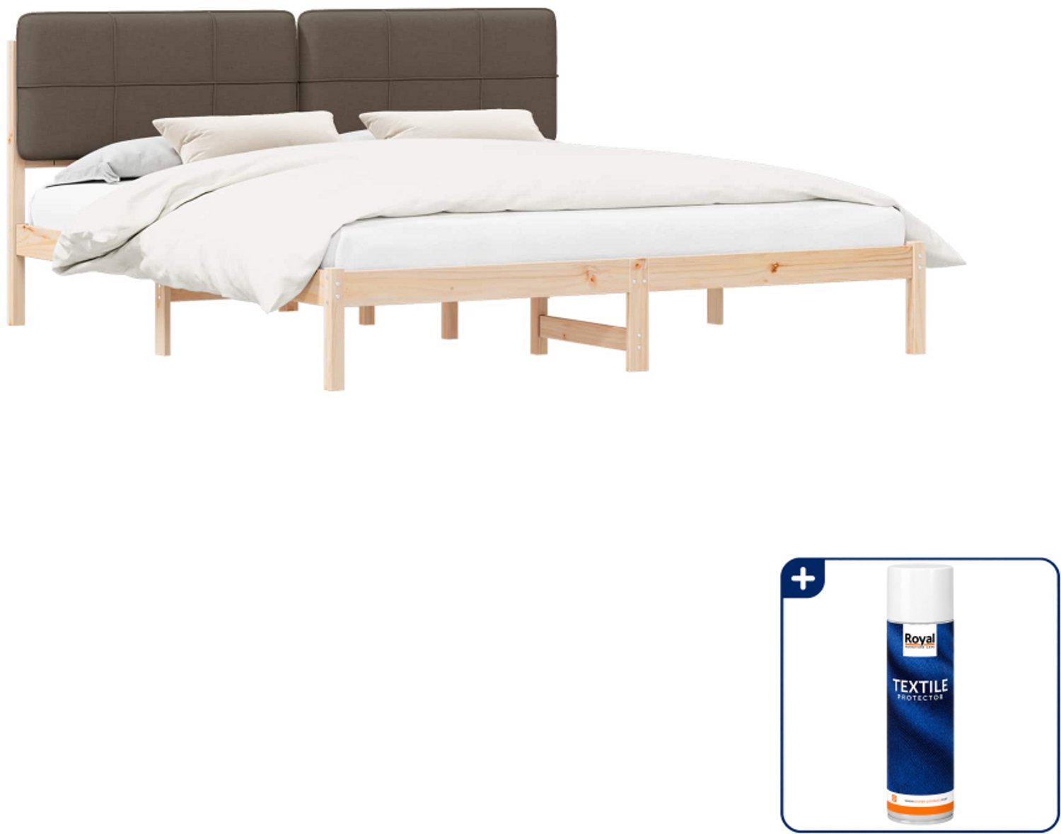 vidaXL bedframe - 200 x 200 cm - taupe - Inclusief textielbeschermer 500 ml Zwart