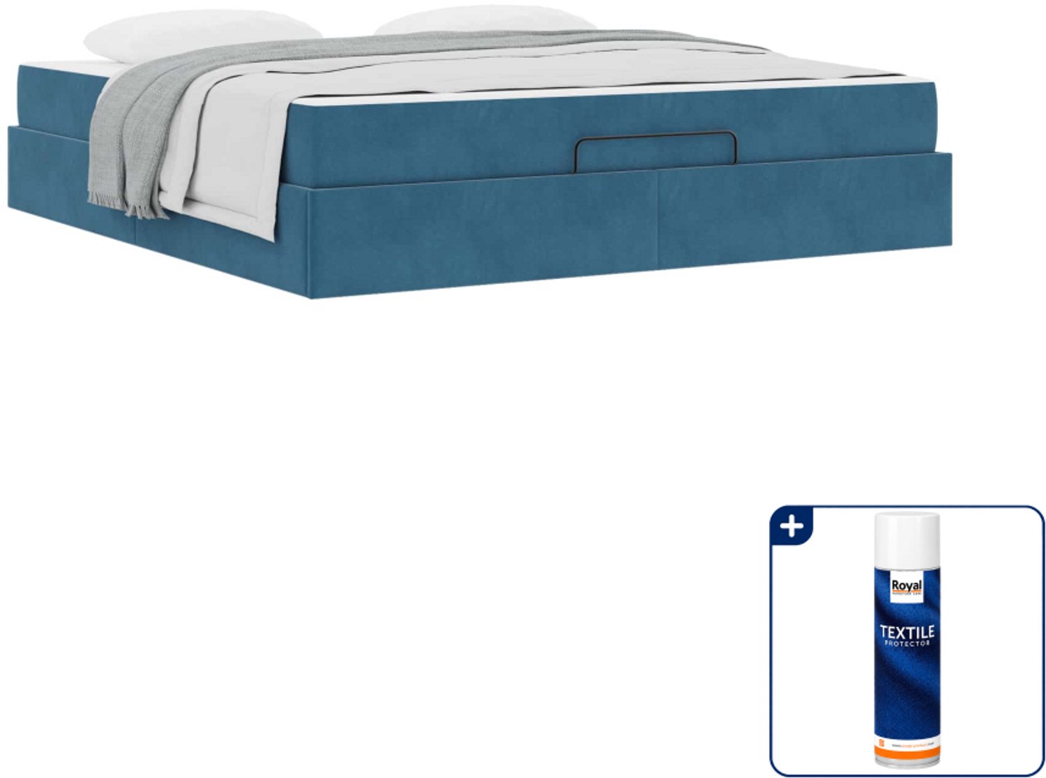 vidaXL bedframe met matras - Kingsize - 180 x 200 cm - blauw - Inclusief textielbeschermer 500 ml Grijs