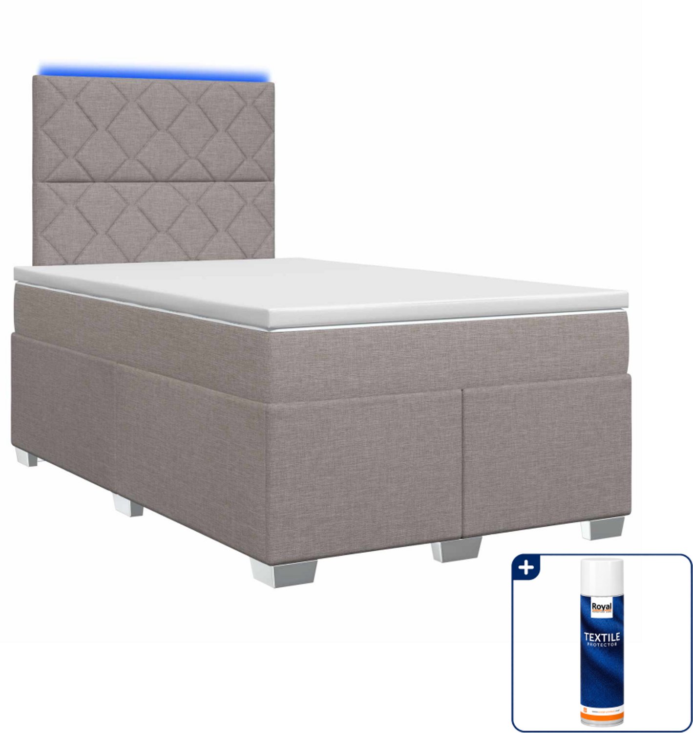 vidaXL boxspringbed met matras - 120 x 190 cm - taupe - Inclusief textielbeschermer 500 ml
