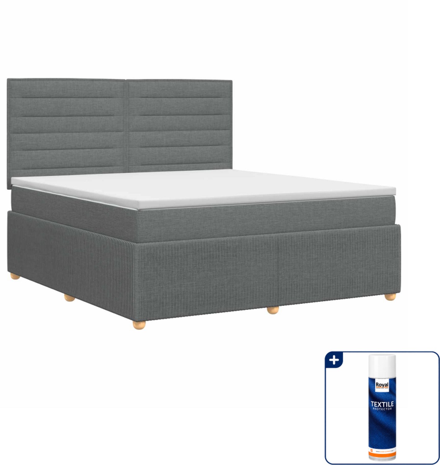 vidaXL Boxspringbed - Kingsize - 180 x 200 cm - donkergrijs - Inclusief textielbeschermer 500 ml Donker Grijn