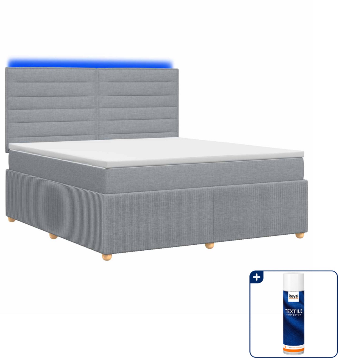 vidaXL Queensize boxspring met matras - 160 x 200 cm - lichtgrijs - Inclusief textielbeschermer 500 ml