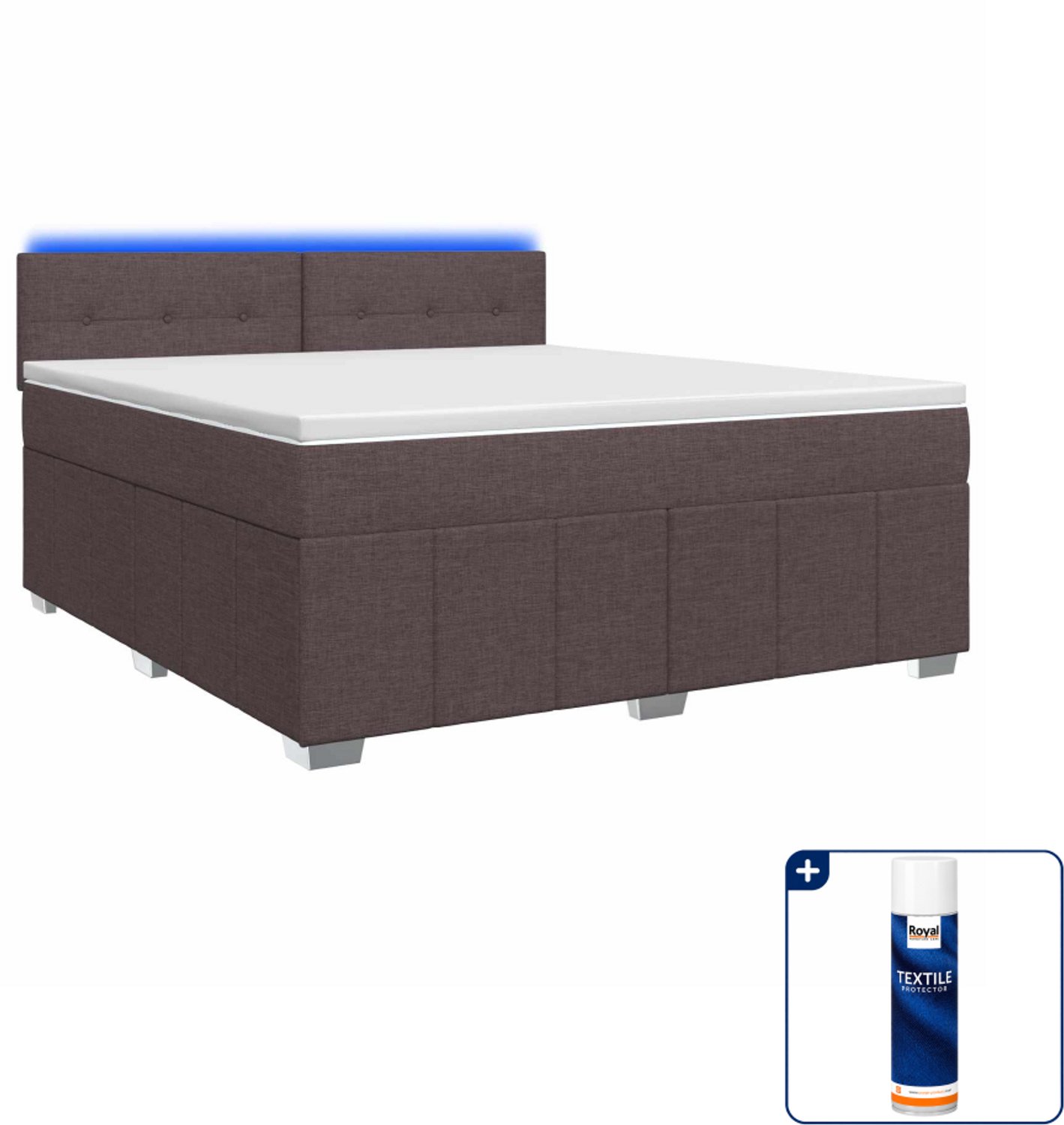 vidaXL boxspringbed - Small double 140 x 200 cm - donkerbruin - Inclusief textielbeschermer 500 ml