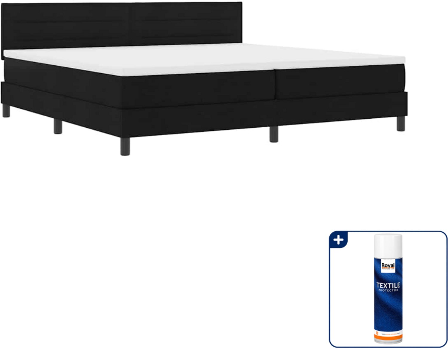 vidaXL boxspring bed - 200 x 200 cm - stof - zwart - Inclusief textielbeschermer 500 ml