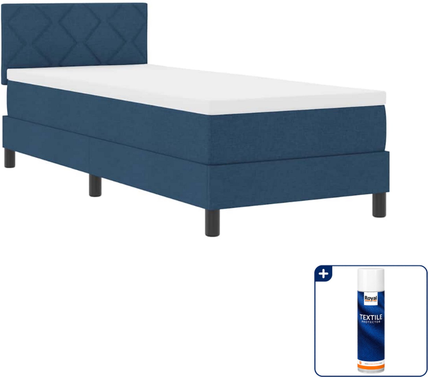 vidaXL boxspring bed met led - 80 x 200 cm - blauw - Inclusief textielbeschermer 500 ml