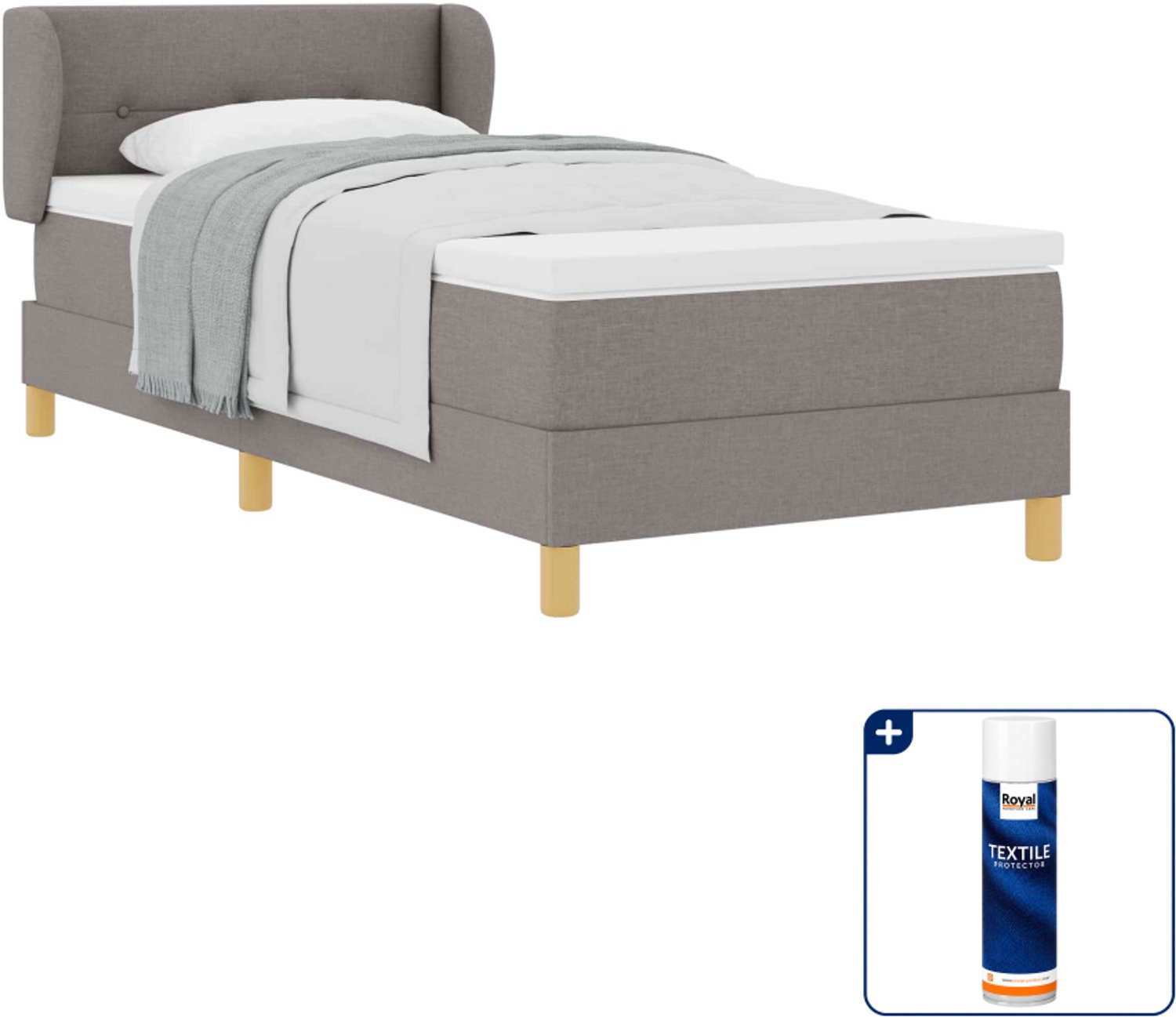 vidaXL boxspringbed - 90 x 190 cm - taupe - Inclusief textielbeschermer 500 ml