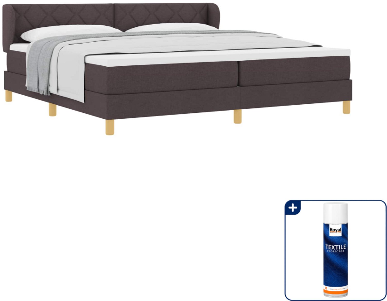 vidaXL Boxspringbed - 200 x 200 cm - donkerbruin - Inclusief textielbeschermer 500 ml