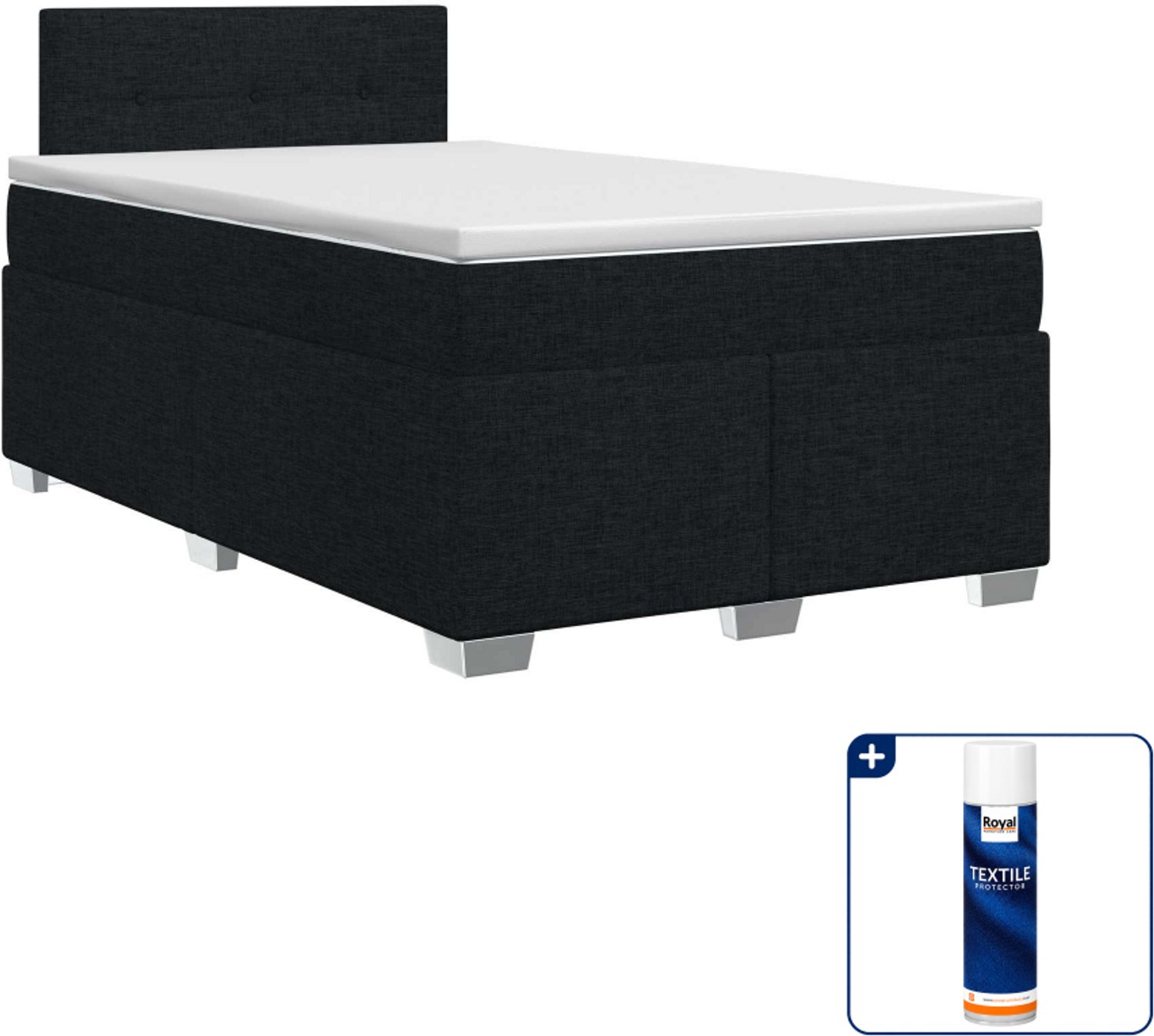 vidaXL boxspringbed met matras - 120 x 200 cm - zwart - Inclusief textielbeschermer 500 ml