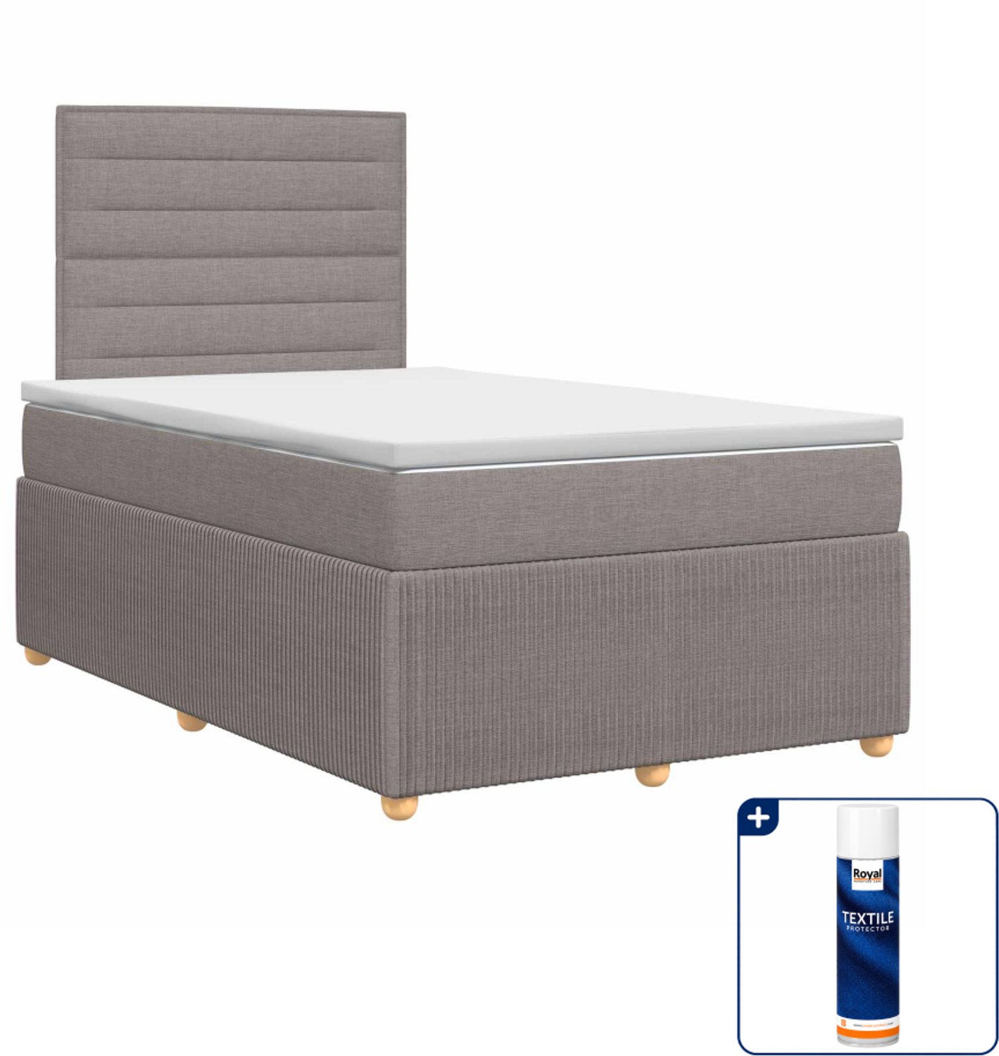 vidaXL boxspringbed - 120 x 200 cm - taupe - Inclusief textielbeschermer 500 ml