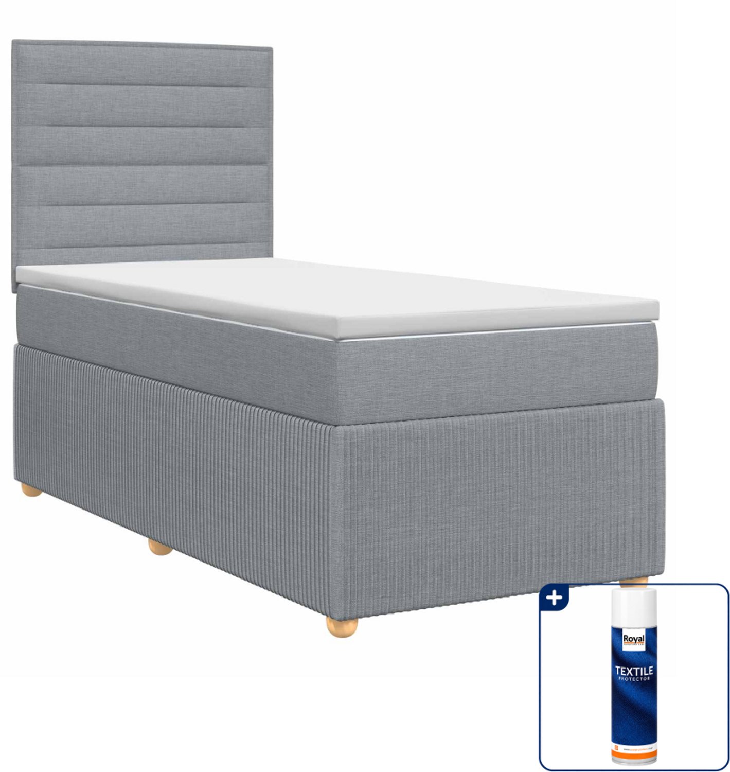 vidaXL boxspringbed met matras - 100 x 200 cm - lichtgrijs - Inclusief textielbeschermer 500 ml