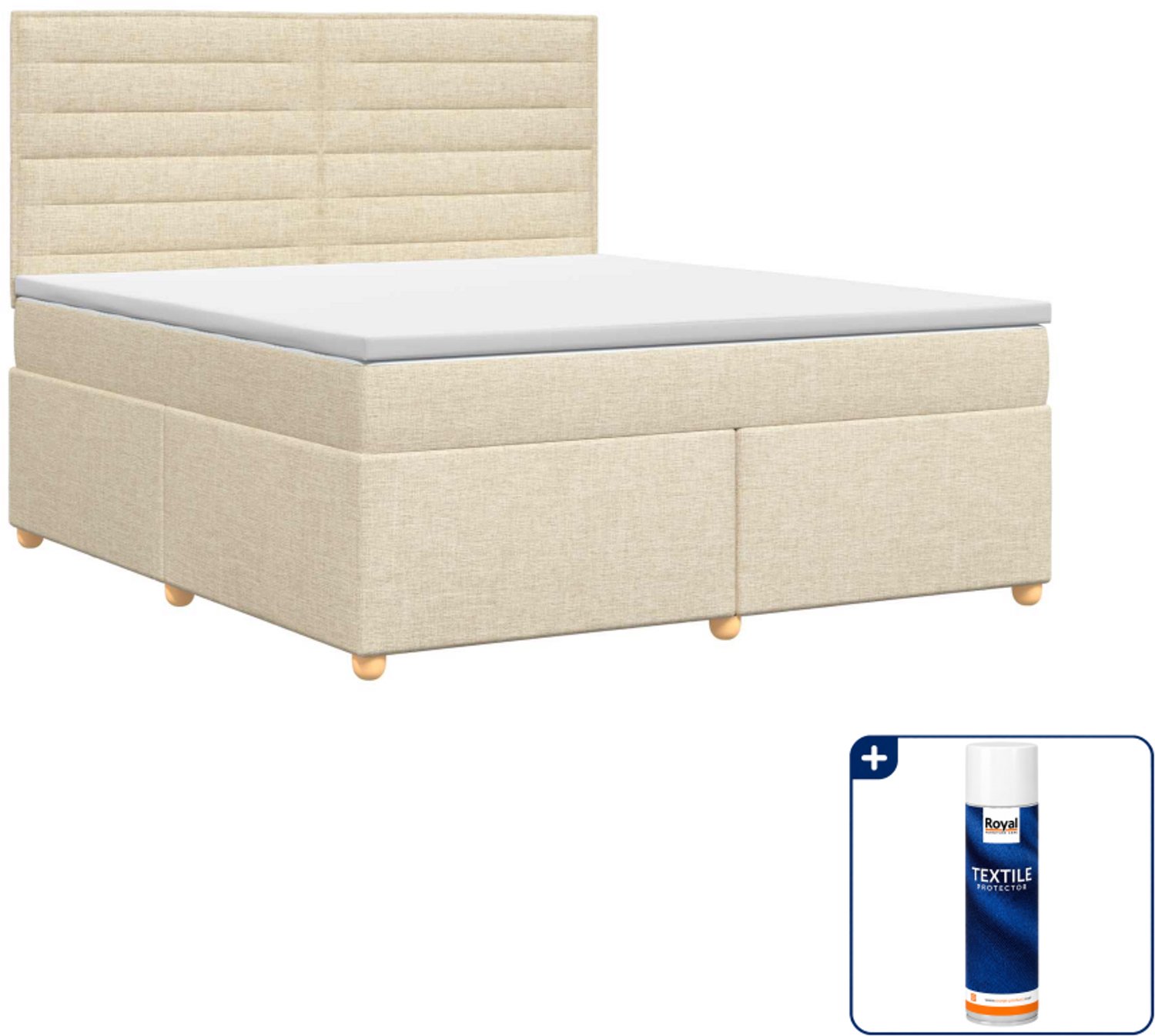 vidaXL Boxspringbed Small double - 140 x 200 cm - crèmekleurig - Inclusief textielbeschermer 500 ml