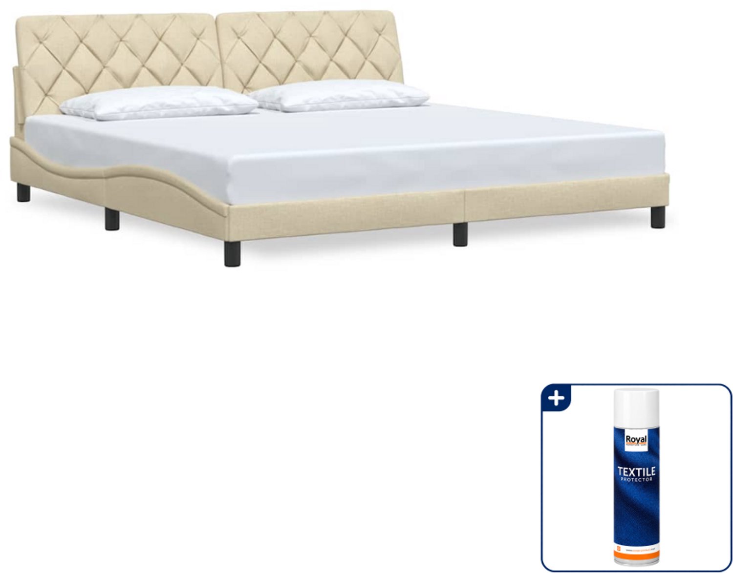 vidaXL bedframe - 200 x 200 cm - stof - crème - Inclusief textielbeschermer 500 ml Bruin