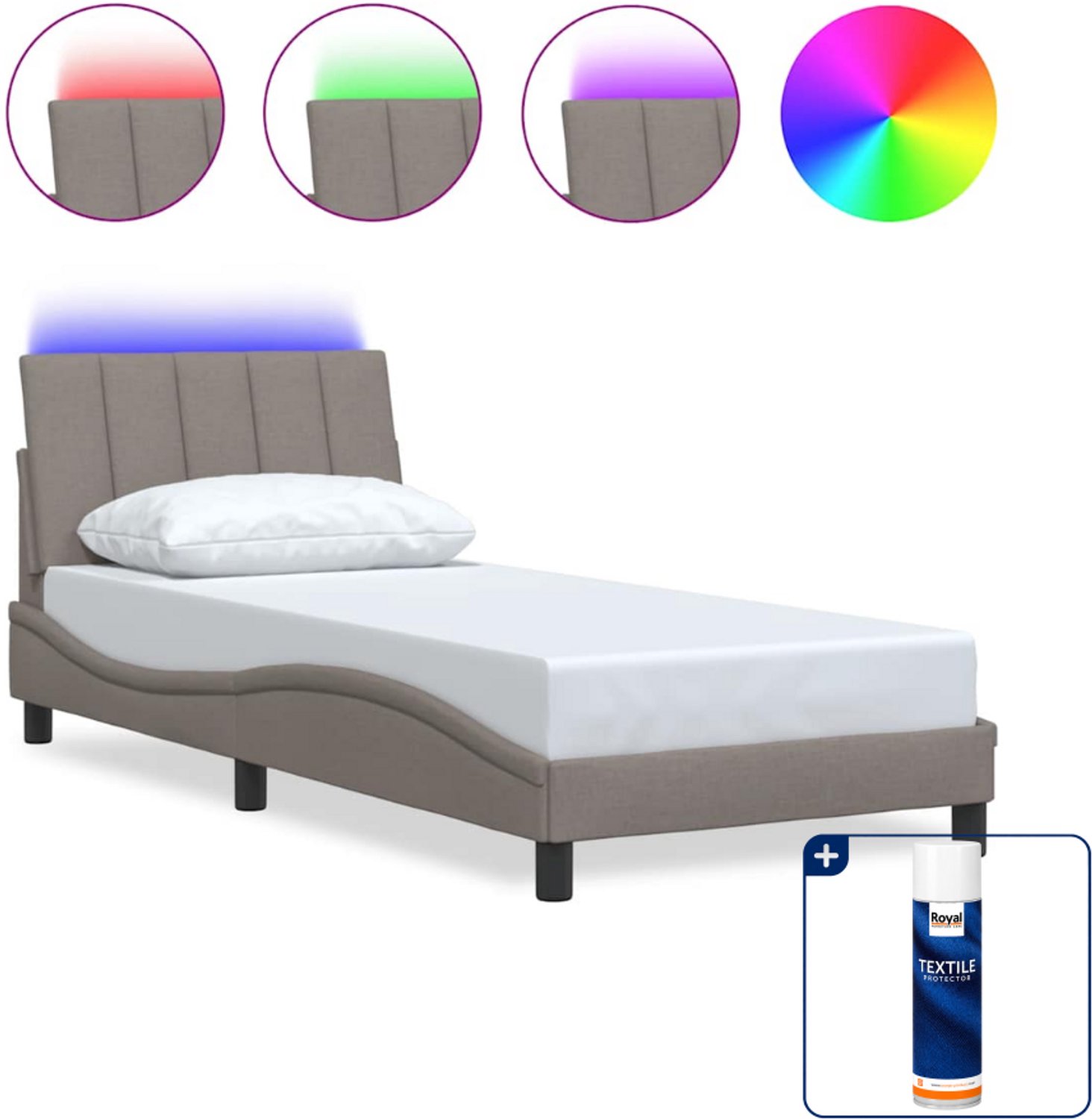 vidaXL Hanko bedframe - 80 x 200 cm - stof - taupe - Inclusief textielbeschermer 500 ml